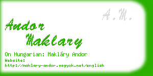 andor maklary business card